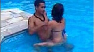 threesome pool sex porn video